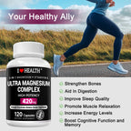 5-in-1 Magnesium Complex + Vitamin B6 Supplement - 420MG - High Absorption Magnesium Supplement for Sleep, Nerves, Muscles, Bones, 120 Capsules