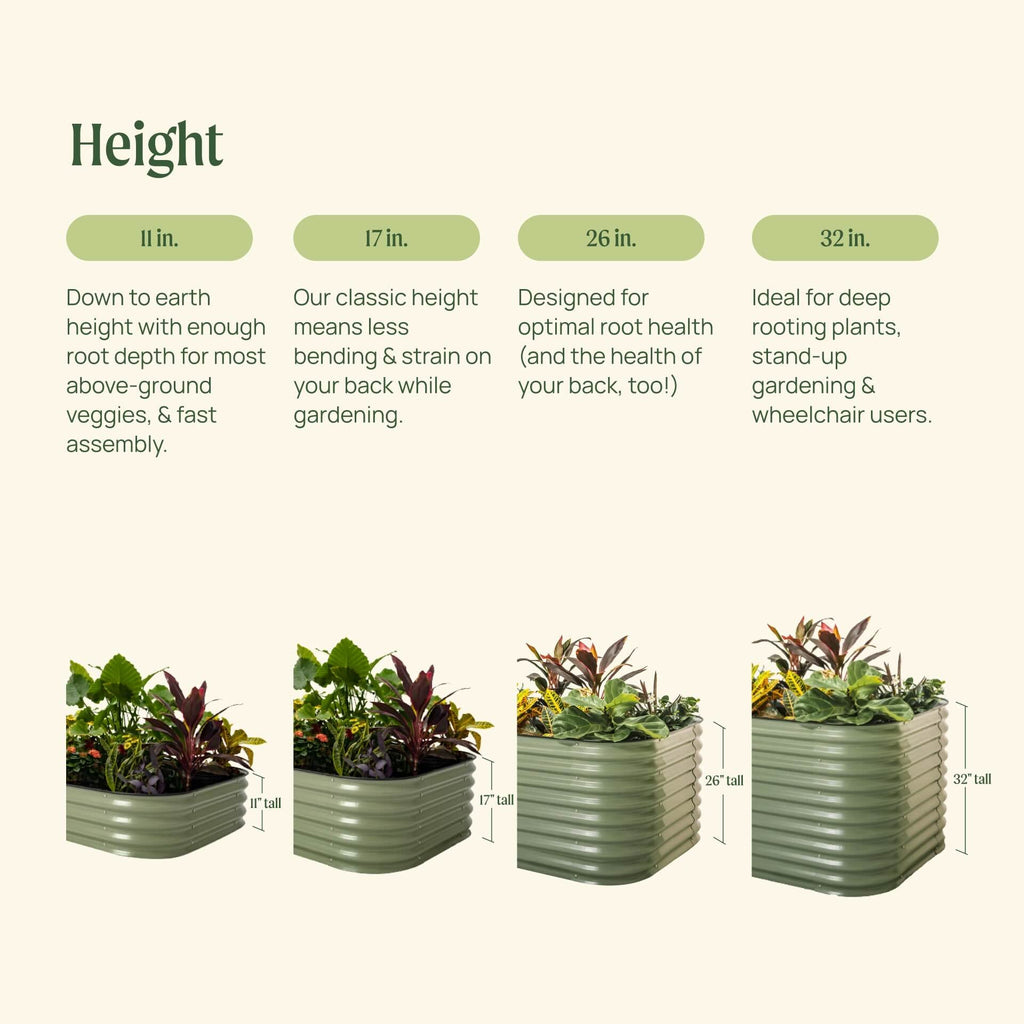 17" Tall 4 In 1 Small Modular Metal Raised Garden Bed Kit